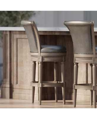 Pullman Bar Stool in Reclaimed Oak Finish, Ronan Stone, Set of 2