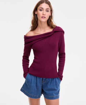 Bar III - Women's Off-The-Shoulder Ribbed Sweater