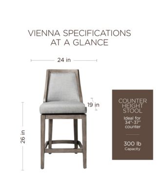 Vienna Counter Stool in Reclaimed Oak Finish, Ash Grey, Set of 2