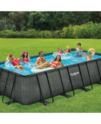 18' x 9' x 52" Oasis Rectangle Outdoor Above Ground Swimming Pool, Gray