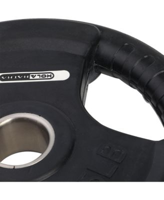 35 Pound Olympic Rubber Coated Weight Plate w/Tri Grip Handle, Black