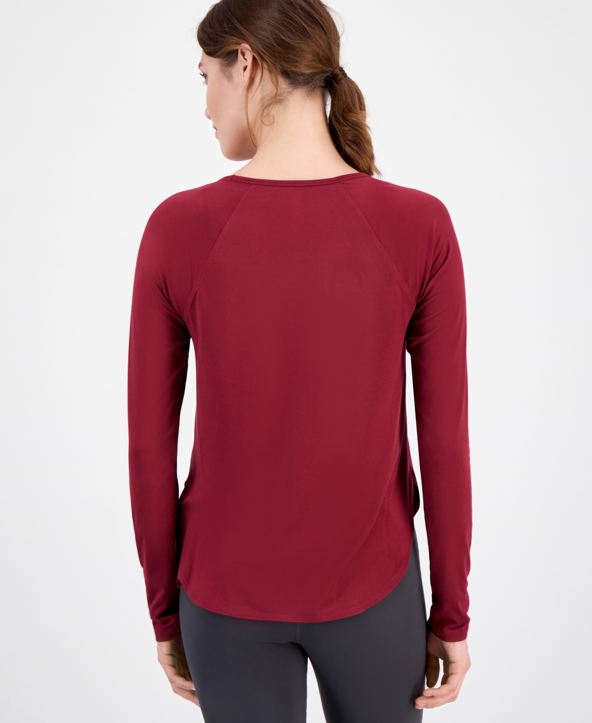 Macy's Id Ideology Women's Essentials 2-pack Long-sleeve T-shirt, Created For  In Burgundy