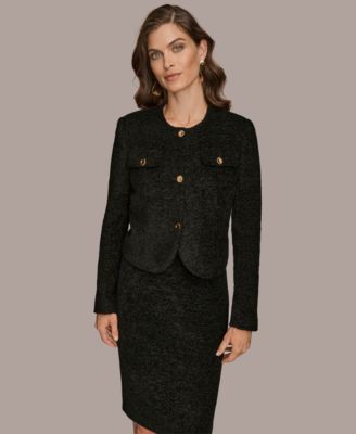 Donna Karan New York - Women's Novelty Button Front Cropped Jacket