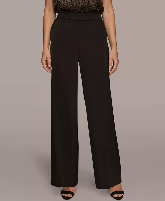 Women's Charmeuse High Rise Wide Leg Pants, Regular & Petite
