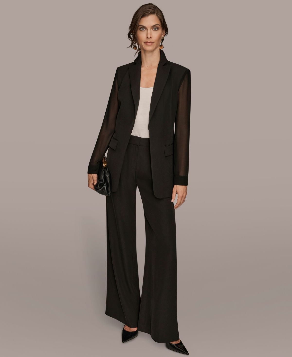 Donna Karan New York Women's Open Front Long Sleeve Jacket