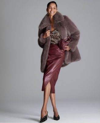 Women's Lapel Collar Faux-Fur Coat, Macy's Exclusive