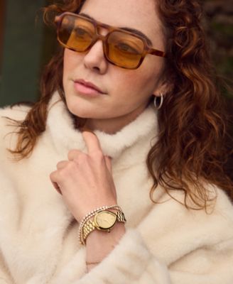 Women's Eco-Drive Classic Rainell Gold-Tone Stainless Steel Bracelet Watch, 26mm