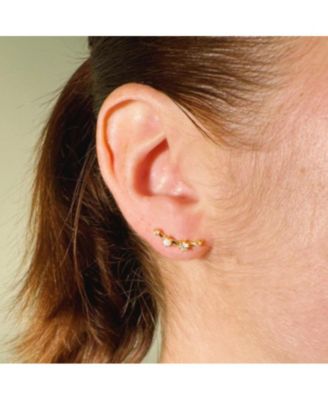 Sterling Silver Opal and Clear Topaz Crawler Earrings