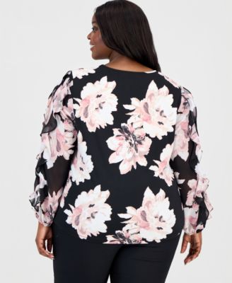 Plus Size Ruffled Blouson-Sleeve Top
