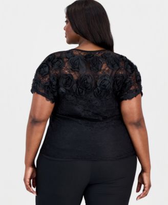 Plus Size Lace Rosette-Trim Top