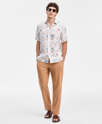Men's Casa Regular-Fit Floral Button-Down Linen Shirt