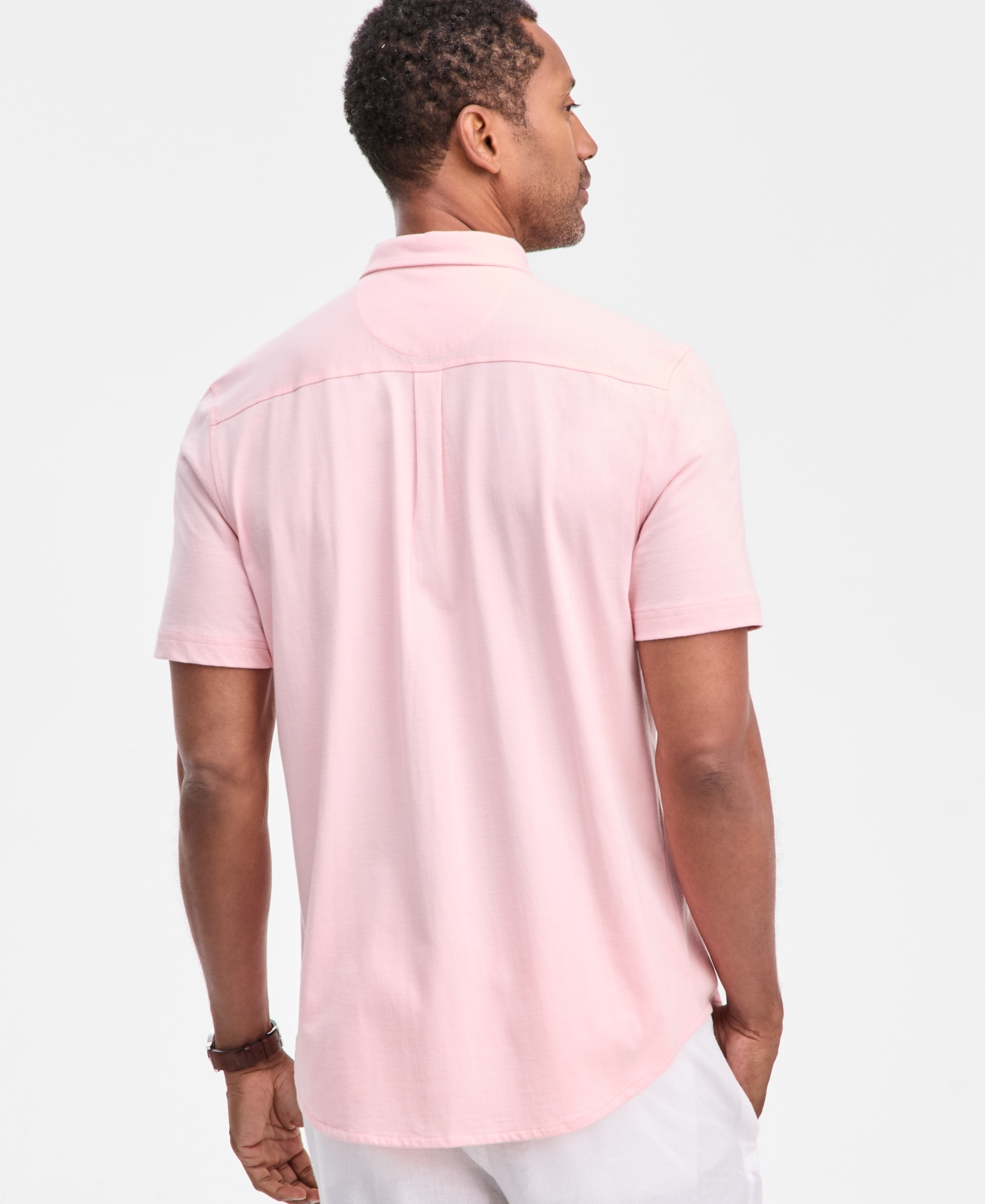 Club Room Men's Solid Short-Sleeve Button-Up Knit Shirt, Macy's Exclusive