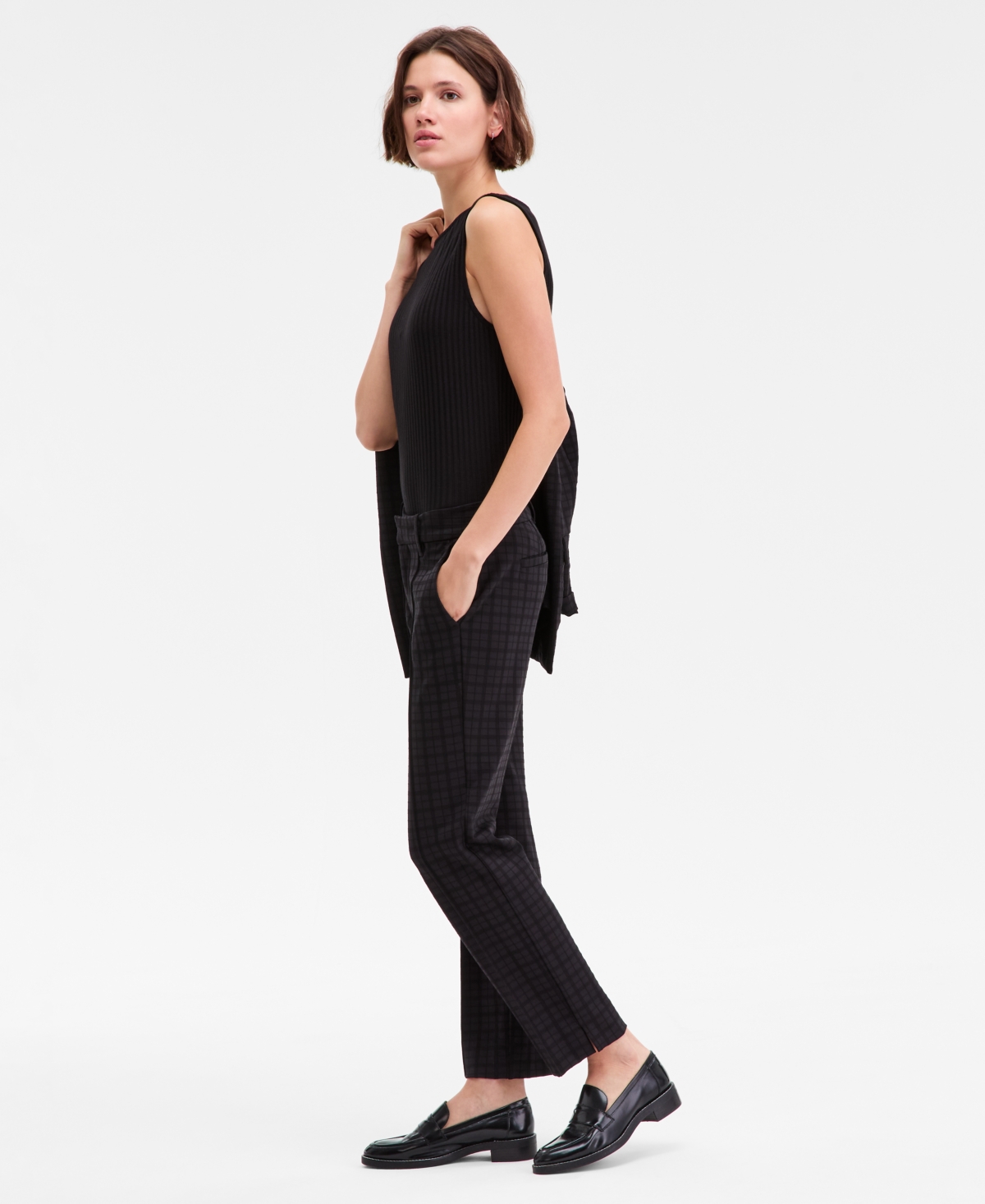 Liverpool Los Angeles Women's Gemma Plaid Jacquard Knit Pants In Black