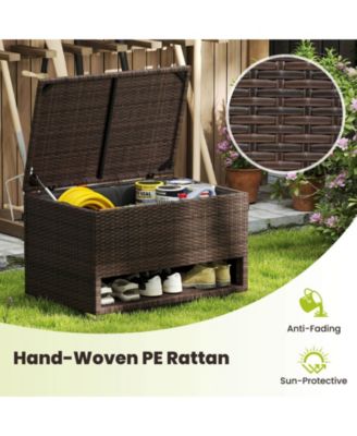 48 Gallon Deck Box with Shoe Rack Waterproof Liner Lid Outdoor Storage Box