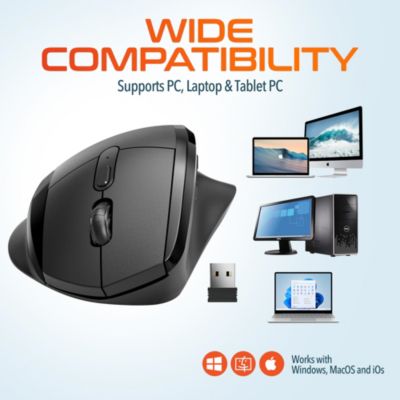 S30 Ergonomic Wireless Optical Mouse, 3 Adjustable DPI (DMERGS30-WB)