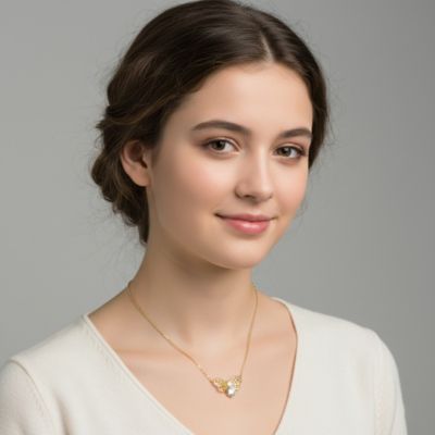 14K Gold Plated with Clear Cubic Zirconia Butterfly Design Necklace