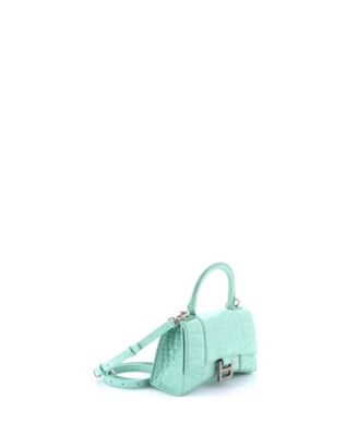 XS Hourglass Top Handle Bag Embossed Leather