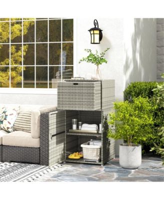 Outdoor Towel Rack Cabinet with Storage Shelves and Rolling Wardrobe Locker