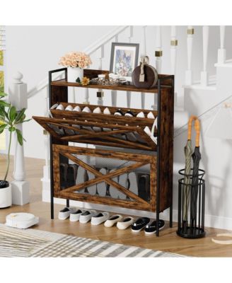 Flip-Top Shoe Cabinet Narrow