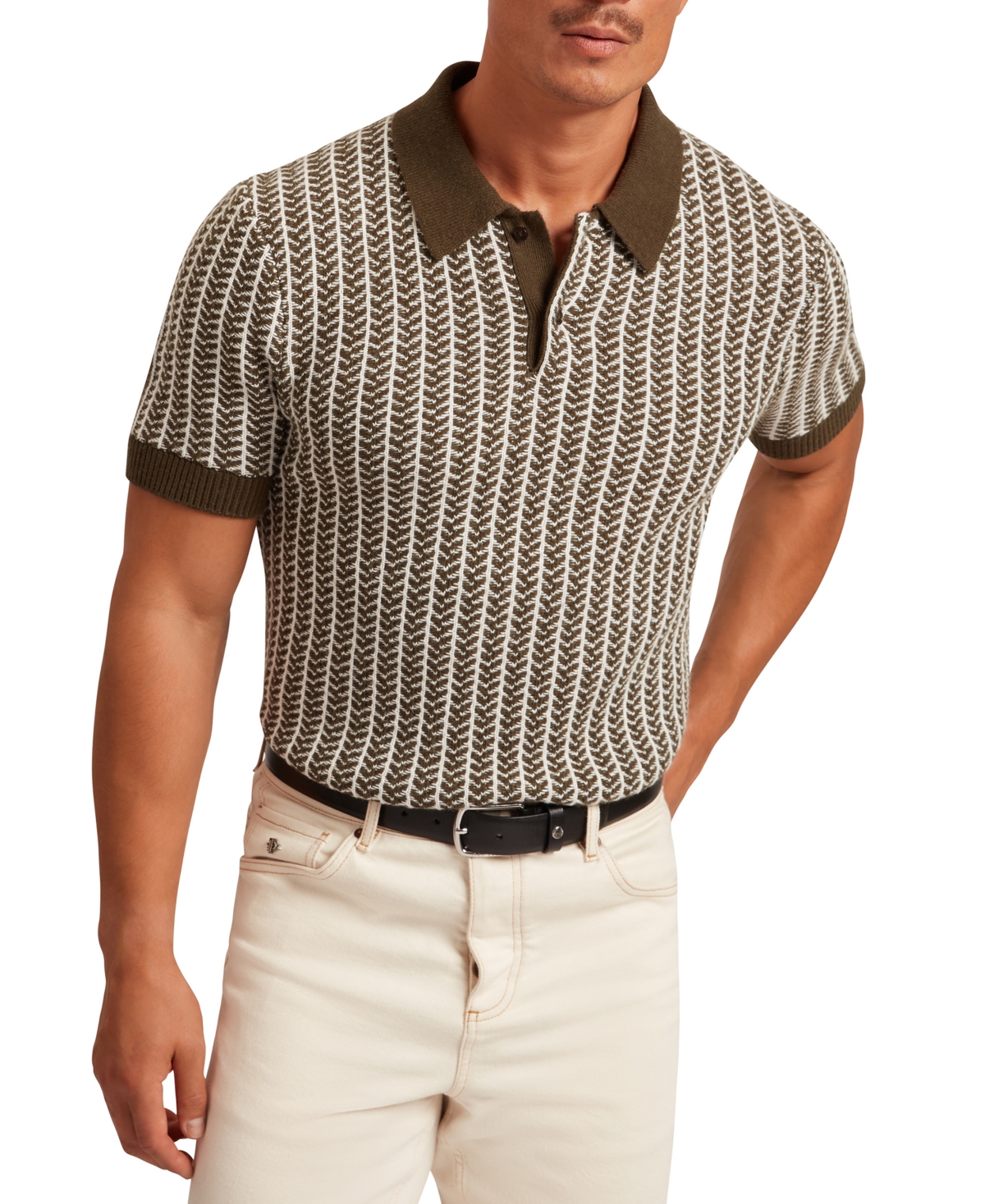 Ted Baker Kolomer Textured Herringbone Polo In Brown