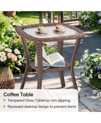 Farmhouse Outdoor Wicker Swivel Glide Chair Set with 6" Thickness Cushions