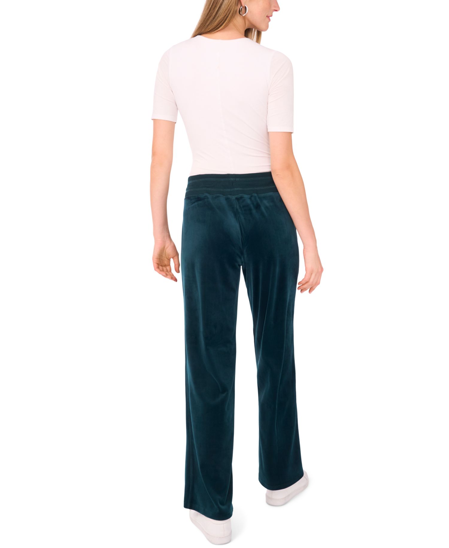 Women's Velour Drawstring-Waist Straight-Leg Pants
