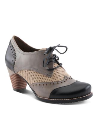 L Artiste Women s Bardot Hand-Painted Leather Oxford Shoes and Lace-Up Derby Style Pumps