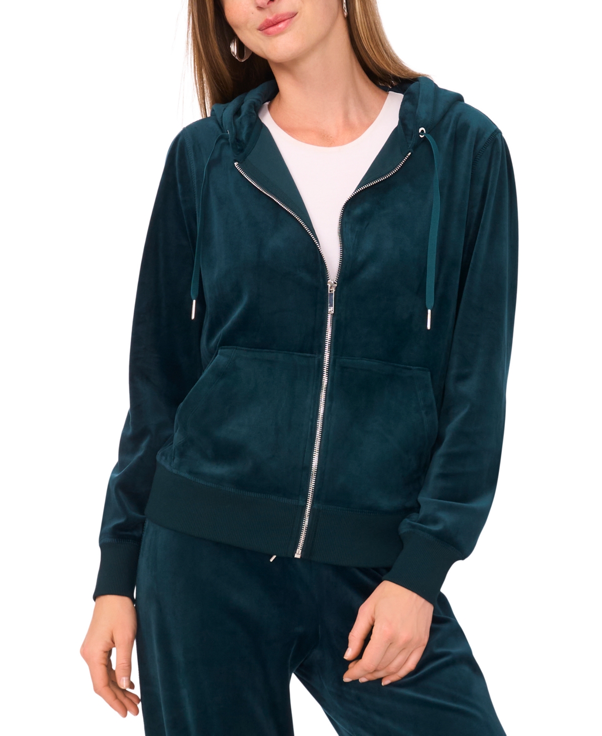 Vince Camuto Women's Velour Zip-Front Hoodie Jacket