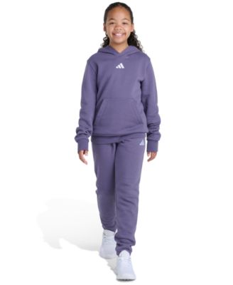 Big Girls' 8-16 Long Sleeve Small Logo Fleece Pullover Hoodie and Jogger, 2-Piece Set