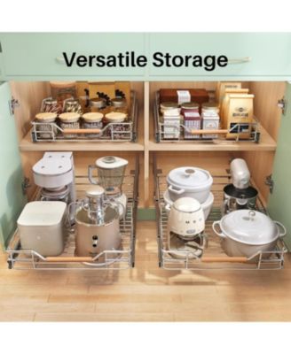 Pull out Cabinet Organizer,Heavy Duty Smooth Sliding Under Cabinet Shelves for Pots and Pans,Roll out Drawers with Thickened Chrome Plating,Slide out Drawers for Home Kitchen Pantry(15"W X 21"D)