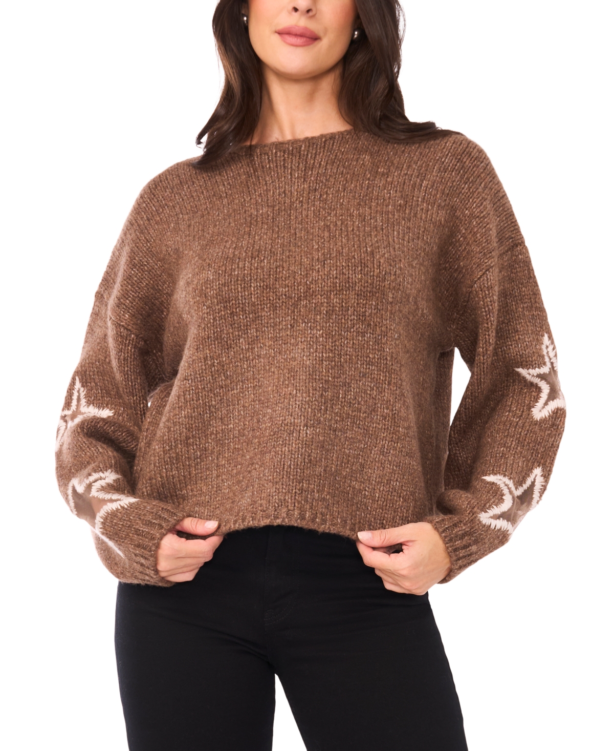 Sam & Jess Women's Crewneck Star Pattern Sweater