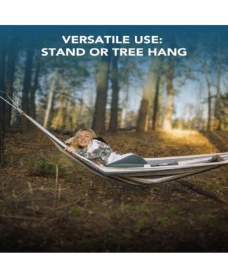 Heavy-Duty Steel Stand Double Hammock: Portable, Easy Assembly, 600lbs Capacity – Fit for Indoor/Yard/Camping/Outdoor
