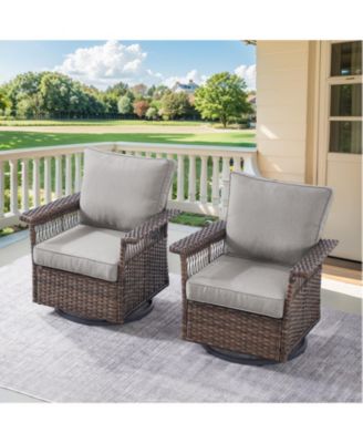 SeagullWing 2-Person Swivel Glider Wicker Outdoor Glider with Olefin Cushion Patio Swivel Chairs