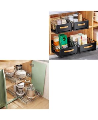 1PC Pull out Cabinet Organizer Fixed with Adhesive Nano Film+1PC Pull out Cabinet Organizer Bundle