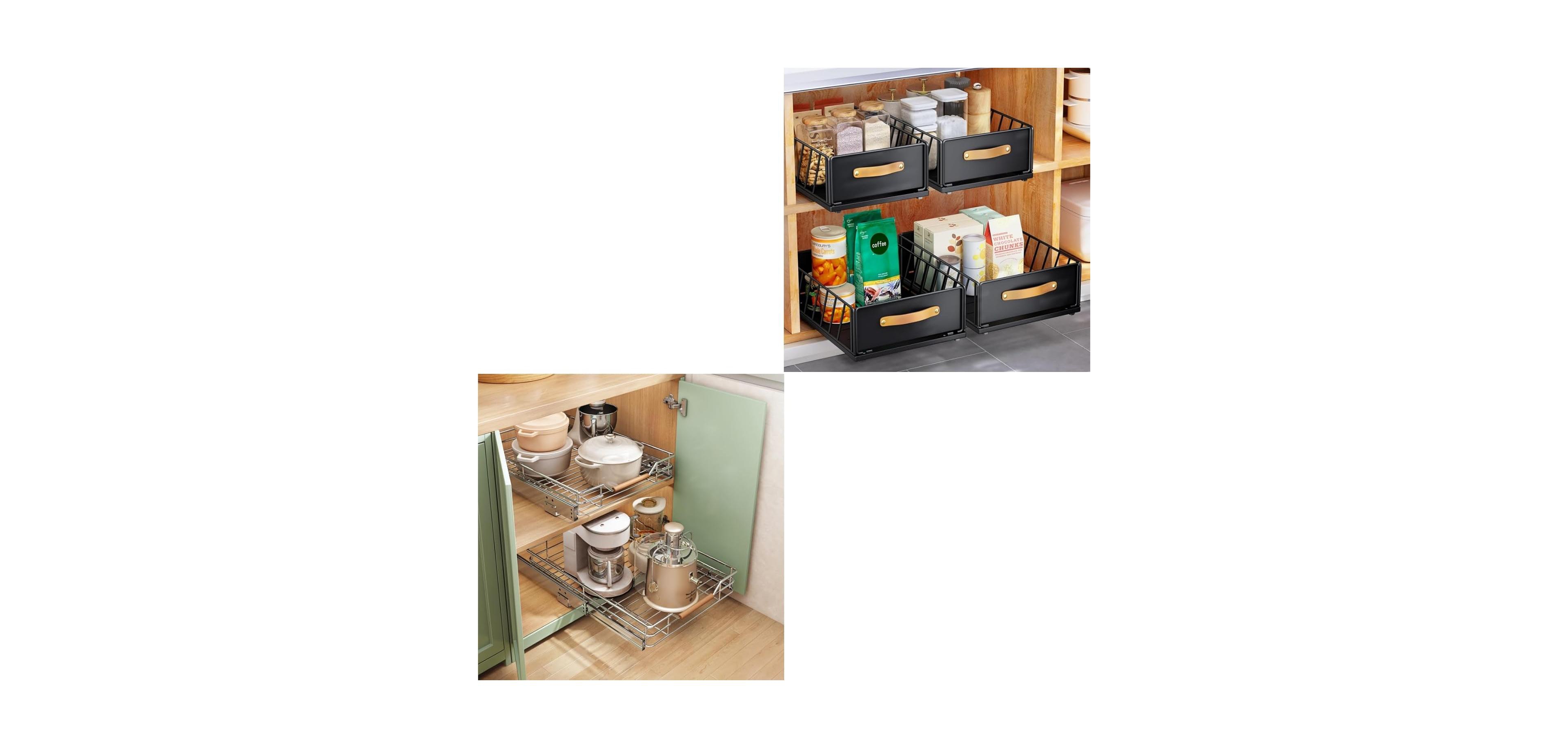 1PC Pull out Cabinet Organizer Fixed with Adhesive Nano Film+1PC Pull out Cabinet Organizer Bundle