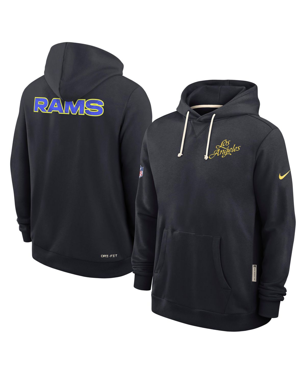Мужская темно-синяя толстовка с капюшоном Los Angeles Rams 2025 NFL Rivalries Sideline Dri-Fit