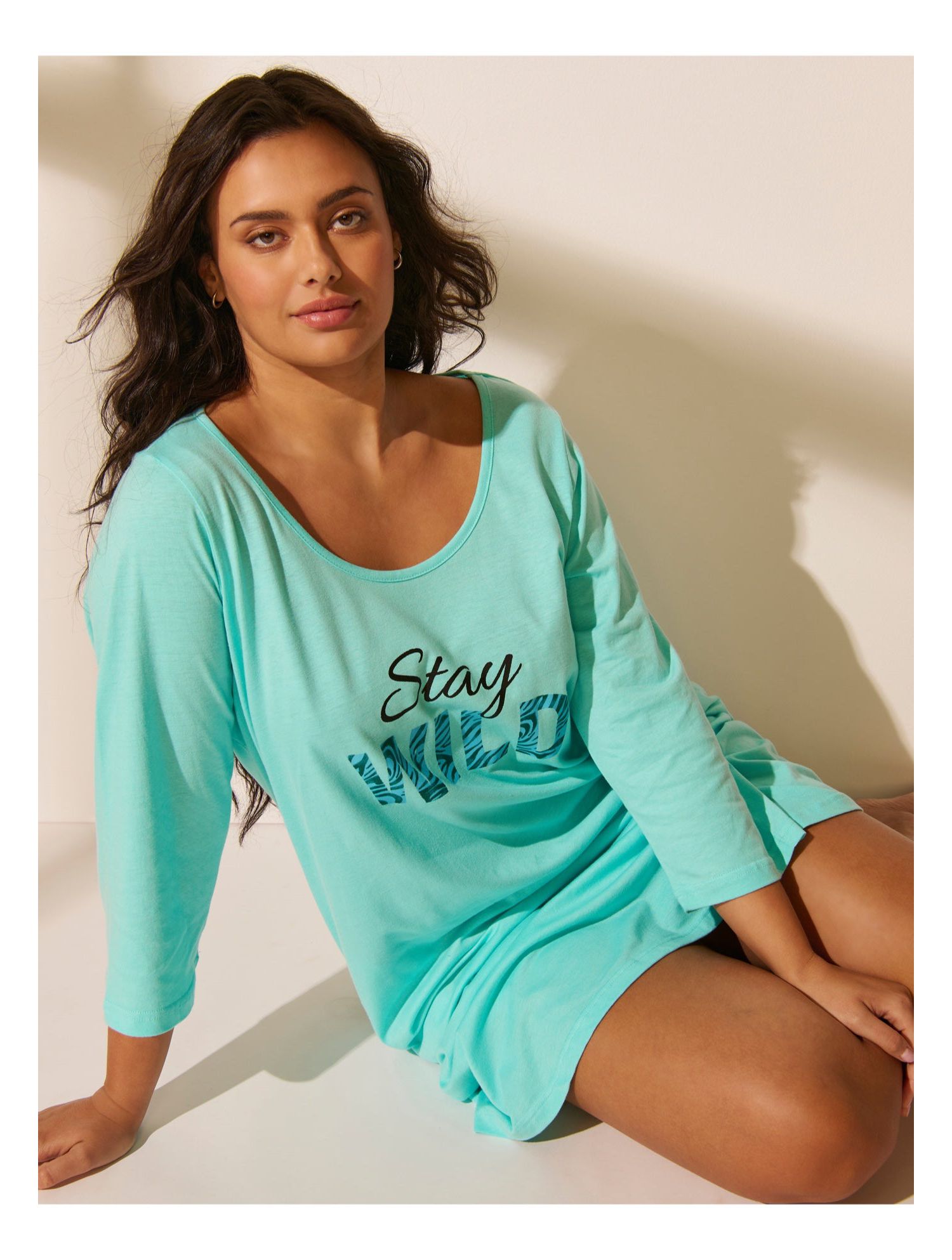Plus Size Body Three-Quarter Women's Sleeve Sleepshirt