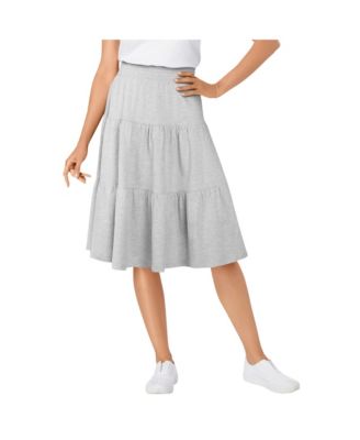Women's Plus Size Elastic-Waist Knit Tiered Skirt