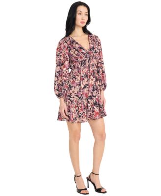 Women's Printed V-Neck Mini Dress