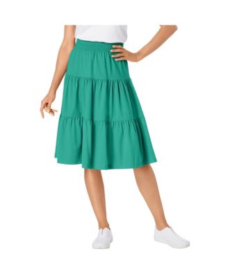 Women's Plus Size Elastic-Waist Knit Tiered Skirt