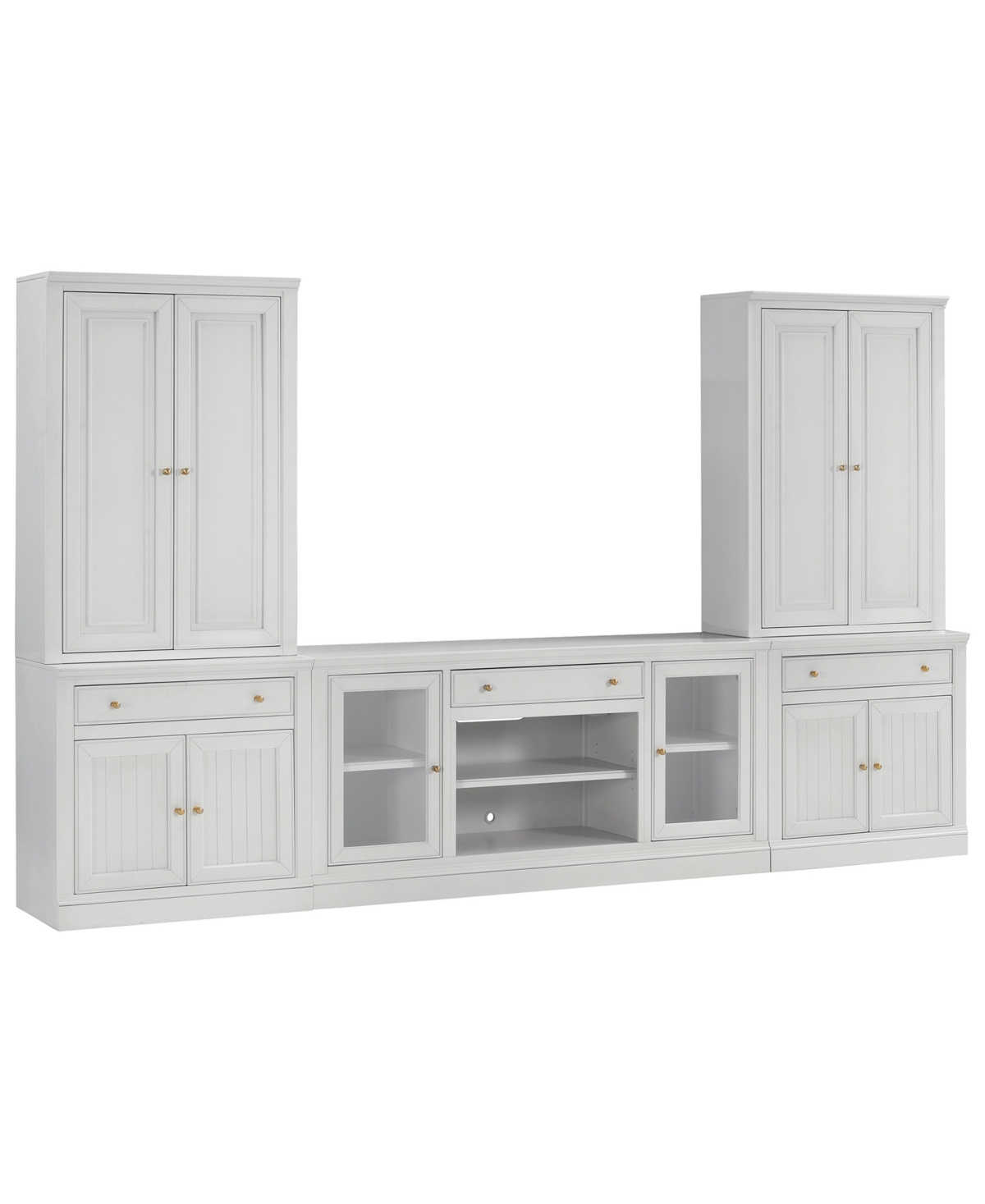 Macy's Amren 65" 2 Door Console With 2 Door Hutches And 2 Door Bases With Drawers In White