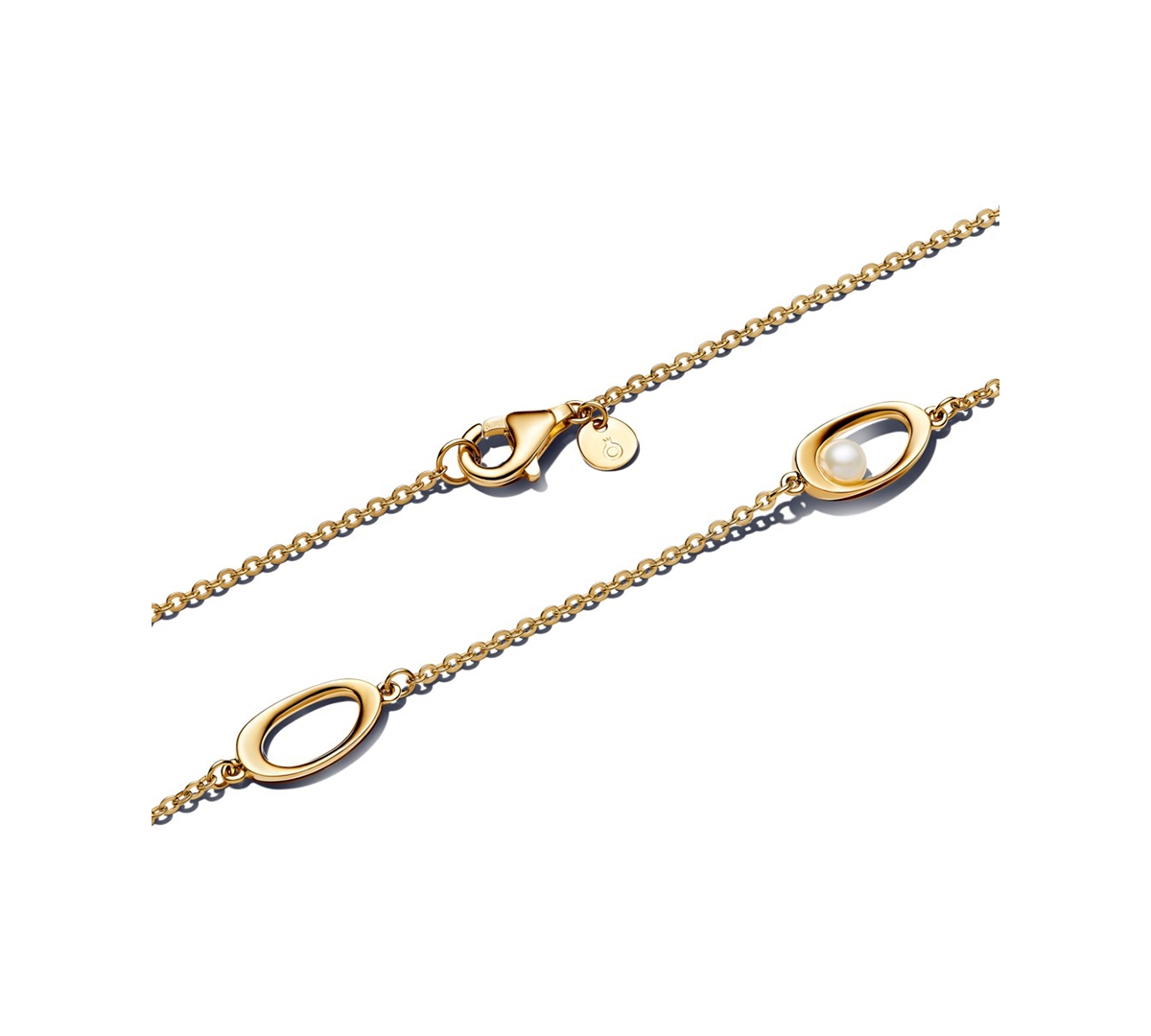 Pandora Organically Shaped Oval Treated Freshwater Cultured Pearl Necklace In Gold