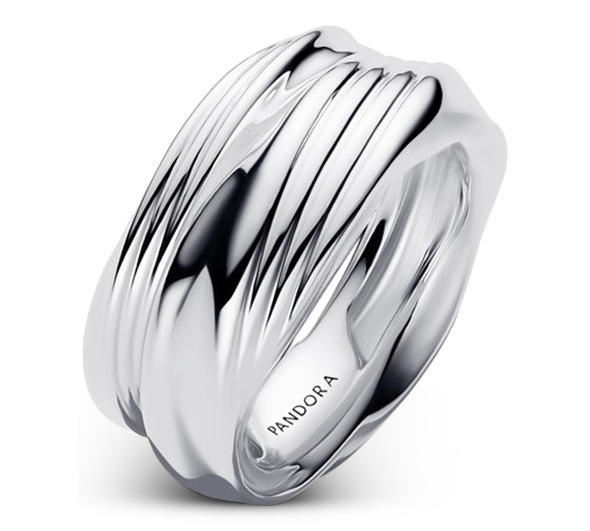 Pandora Twisted Double Ring In Silver