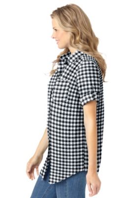 Women's Within Short-Sleeve Button Down Seersucker Shirt