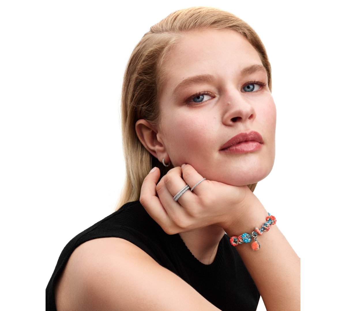 Pandora Blue Cord Snake Chain Bracelet In Multi