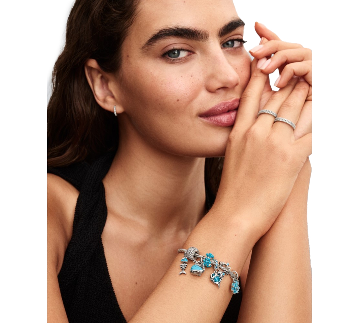 Pandora Turquoise Fishbone Dangle Charms In Metallic