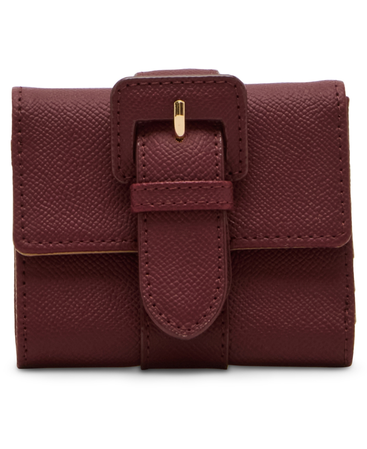 Anne Klein Covered Buckle Flap Wallet Gift Set In Burgundy