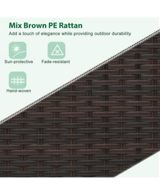 3 Pieces Patio Bar Set PE Wicker Outdoor Bar Table & Stools Set w/ Removable Cushions