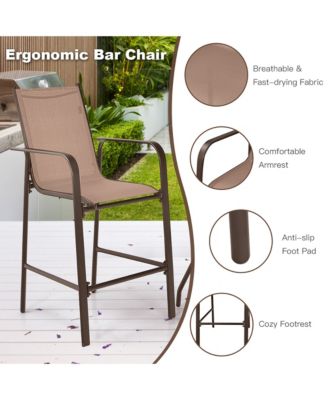 3PCS Patio Bar Set Outdoor Bistro Set with 2 Stools & 1 Tempered Glass Table