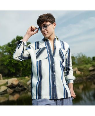 Men's Shadow-Striped Oversized Shirt